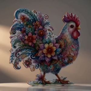 Vibrant Whimsical Rooster Wooden Puzzle For Adults High Difficulty Toys Concentration Training Birthday Gifts Home Decor