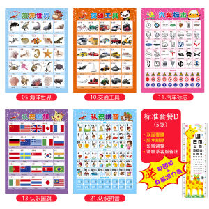 Baby Silent Cognitive Wall Chart Fruit and Vegetable Animal Pinyin Word Recognition 0-3-6 Years Old Early Education Enlightenment Full Set of Wall Stickers