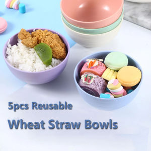 5pcs Wheat Straw Bowls Eco-Friendly Soup Bowls Oatmeal Salad Bowls Reusable Oatmeal Desserts Bowl