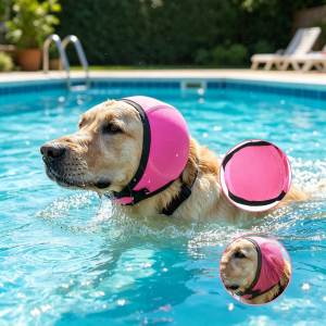 Lovinland Pet Dog Ear Muffs Noise Protection Swimming Waterproof Dog Ear Caps Rose Dog Ear Covers for Bath Pet Ears Muffs for Noise Bath for Ears Protection