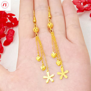XT Jewellery Korea 24k Love Tassel Earrings Flowers Fashion Woman 916 Original Gold Plated