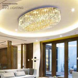 Elegant Oval Crystal LED Ceiling Light Energy Saving for Living Room Dining Room Bedroom Hallway Simple Modern Stainless Steel