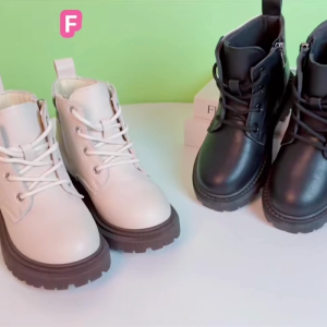 Kids zip ankle boots for kids girl black shoes for kids size 25-36