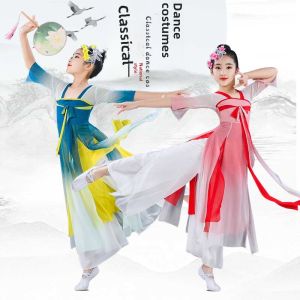 Kids Classical Dance Costume Exercise Clothing Chinese Style Han Costume Childrens Ethnic Dance Skirt Elegant Clothing Spring and Summer