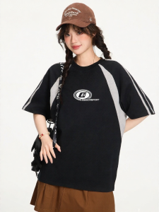 Gbiaior | Retro Letter Print Original Logo Design Cotton T-Shirt