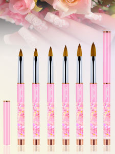 แปรงเล็บอะคริลิก olasalon 100% kolinsky แปรงเล็บอะคริลิกสำหรับทำเล็บที่จับเหล็กแวววาวที่จับสีชมพูทนทาน