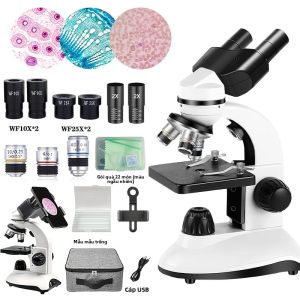 Kính Hiển Vi Hai Mắt HD Dành Cho Học Sinh Thiết Bị Phòng Thí Nghiệm Sinh Hóa Cầm Tay Lý Tưởng Cho Môn Sinh Học Ở Cấp THCS Và THPT Độ Phóng Đại 1500X-3000X