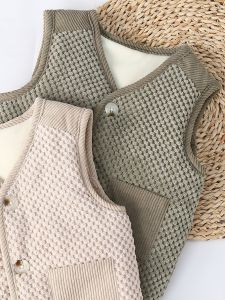 เสื้อกั๊กเด็กแบบใหม่ฤดูใบไม้ร่วงและฤดูหนาวเสื้อกั๊กแบบหนาบุขนสำหรับเด็กทารกเสื้อกั๊กบุใยฝ้ายสำหรับเด็กชายและเด็กหญิงเสื้อกั๊กสำหรับเด็กเล็กและเด็กวัยกลาง