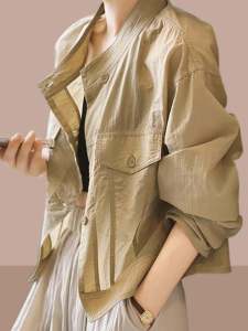 Womens Short Length Sun Protection Outerwear Loose Fit Lightweight Long Sleeve Shirt Breathable Summer New Style Top Cardigan