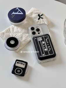 WASAI Ins Design Magnetic Tape Record Holder Leather Compatible 17  16 Phone Case 15Promax Transparent Acrylic 13/14 Anti-Fall