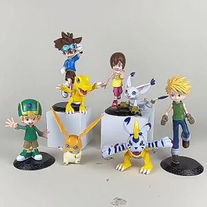 Bandai | 6Pcs Digimon Adventure Anime Figures Yagami Taichi Agumon Ishida Yamato Gabumon PVC Action Figure Collection Model Toys Gift