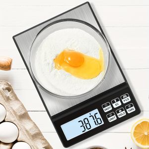 11.02 lb/0.1 g Stainless Steel Digital Kitchen Scales Accurate Weighing for Baking Cooking and Everyday Use Food Safety Scale