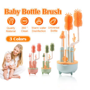 แปรงล้างขวดนมซิลิโคน แปรงซิลิโคน แปรงซิลิโคนล้างขวด ชุดแปรงซิลิโคนล้างขวดนม 360° หมุนจุกนมเด็กแปรงล้างถ้วยแปรงขวดคชุดแปรงเอน