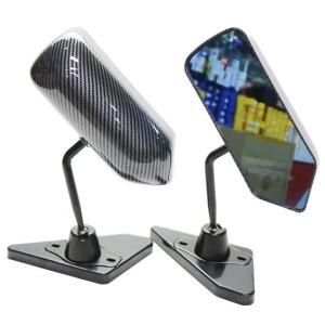 2 Pacs Universal Car Rearview Mirror Carbon Fiber Autos Blue Rear View Mirror Carbon Racing Side Glass Wide Angle Metal Bracket