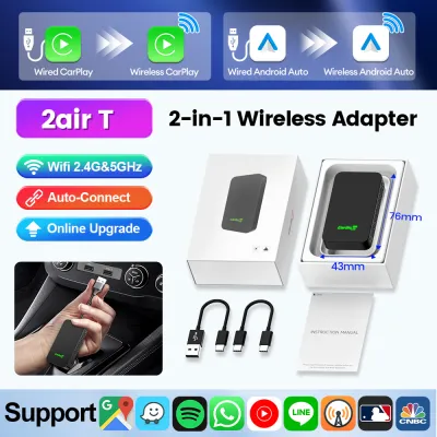 CarlinKit | Carlinkit 5.0 2air Wireless CarPlay Android Auto Wireless Adapter 2in1 Plug and Play Auto Connection 5.8Ghz WiFi Bluetooth GPS