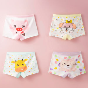 4PCS/set Kids Girl Underwear Cotton Cute Cartoon Children Shorts Cute Pet Lovely Pink Underpants Soft Little Girls Boxer Panties