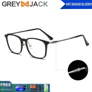 Grey Jack Kacamata Anti Radiasi Blueray Half Frame Metal+TR90 Kotak Bisa Minus Antiradiasi Blueray Photocromic Bluecromic Fashion Pria dan Wanita FA 9932