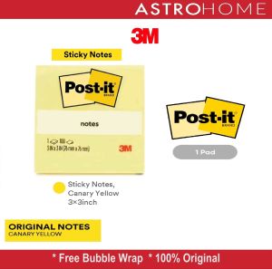 Post It 3M - Memo Tempel Kuning Sticky Notes Canary Yellow 654 3 In x 3 In (1Pad /100 lbr)