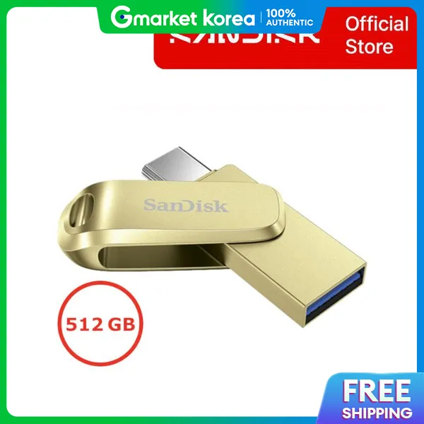 Sandisk | Sandisk Official Seller Ultra Dual Drive Luxe 512Gb USB Flash Drive Gold (Sdddc4-512G-G46Gd)