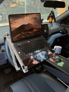 Steertop Multi-Function Car Steering Wheel Computer Stand Foldable Tablet Notebook Holder Metal Car Desk Plate Support