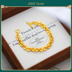 ASIX GOLD 916 18K 24K Gold Plated Luxury Double D Link Bracelet Woman Man Fashion Jewelry Tarnish Proof Lucky Gift for Anniversary