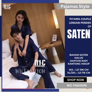 Baju Tidur Pria CP / Piyama pria Lengan Pendek Satin CP - NIC Fashion