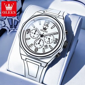 OLEVS นาฬิกาข้อมือ Seiko ผู้ชายคุณภาพสูงและใหม่2025แท้ดั้งเดิมซิลิโคนเย็นสายนาฬิกาข้อมือกันสะเทือนนาฬิกาควอตซ์อัตโนมัติ