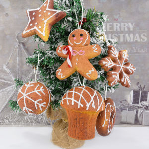 Christmas Tree Ornaments Simulated Cookies Snowflake Ball Gingerbread Man Donuts Modelling Christmas Tree Pendants Noel Supplies