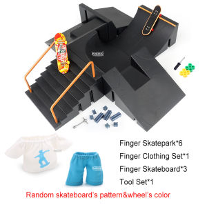 Fingertip Toys DIGIT DECKS Finger Skatepark with Skateboard Mini Ramp Finger Teck Toys with Clothing Set Finger Sport Game ﻿