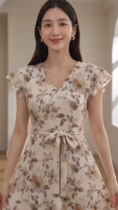 Qiqi Elegant Women Dress Belted Spring/Summer Dress 2708
