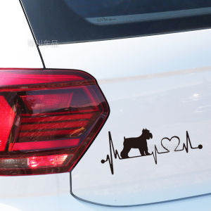Car Window Decals Animal Dog Schnauzer Heart Pattern Decoration Stickers Customized ECG Design Pet Lover Auto Accessories