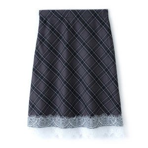 Korean Style Retro Plaid Lace Skirt