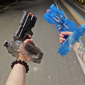 【IMOMOTO BABY】Futuristic Mecha Electric Water Gun High-Capacity Transparent Rechargeable Water Blaster with Long Range & Cool Light Effect Ultimate Summer Water Toy