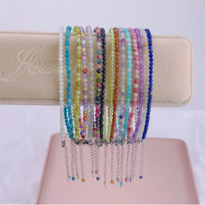 22+5cm Anklet For Women Stainless Steel Jewelry Bead Foot Chain 3mm Natural Stone Tourmaline Free Shipping New In Cute Summer