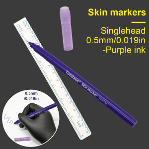 Tattoo Skin Marker Pen 0.5mm & 1mm Dual Tip Single Point TipPurple Surgical Tattoo Stencil Marker with Ruler Tattoo Accessories