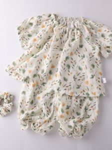 Baby Summer Outfit Bamboo Fiber Thin Short Sleeve Set Cute Seven Pants Cotton Bamboo Baby Forest System Set Child Love Expression