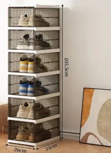 New 6-Layer Foldable Dustproof Shoe Cabinet Thickened Transparent Plastic Stackable Sports Shoe Storage Box Multi Grid Shoe