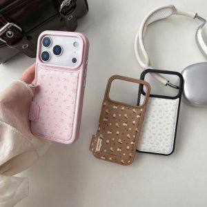 Gentle Romantic Flowers Series Solid Color Leather Shockproof Protective Phone Cover Case for iPhone 17 16 15 14 Pro Max