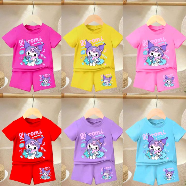 SETELAN KUROMI ANAK PEREMPUAN 2-9 TAHUN/ BAJU SETELAN ANAK CEWEK KUROMI TERBARU