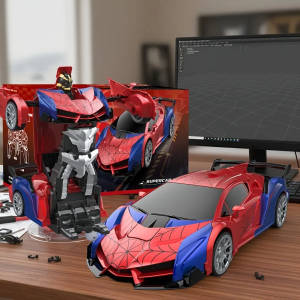 1:18 scale remote control car one-button transformation 360° rotation and LED lights - 2.4GHz wireless USB rechargeable