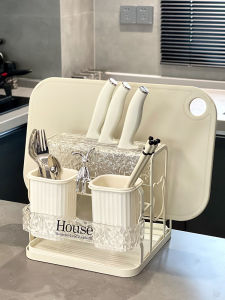 Multifunctional Kitchen Knife Rack Storage Holder Carbon Steel Cutting Board Spoon Organizer Integrated Home Decor Accessories