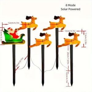 5pcs Christmas Silhouette Outdoor Pathway Lights Christmas Outdoor Waterproof Stakes Marker Lamps For Home Garden Patio Decor