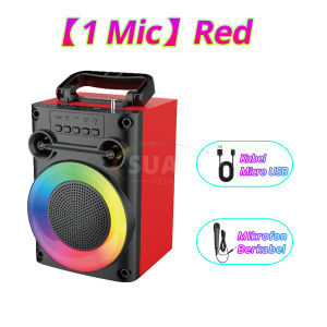 Speaker Bluetooth Full Bass 2 Mic Karaoke Suara Jernih 4 Inch Protable Salon Aktif Super Bass USB