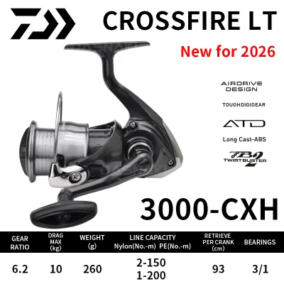 Daiwa | 2026 DAIWA Fishing Reel CROSSFIRE CS LT (Light&Tough) 1000-6000D-H Light Strong LC-ABS Metal Spool 4KG-12KG Ultraleve 185g-320g