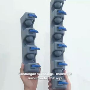 Gantungan Sapu Dan Kain Pel 5 Slot - Magic Holder Broom And Mop Hanger - ShennyStore