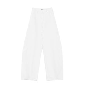 Elegant Slimming White Flared Banana Trousers