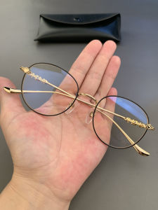 New Ultra-light Metal Frame Glasses round Personality Retro Artistic Bifocal Glasses for Men And Women Titanium Alloy Full Frame