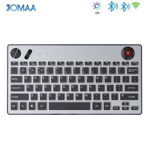 JOMAA 78 Keys Backlight Wireless Trackball Keyboard Bluetooth 5.0 & 2.4G Wireless Keyboard with Trackball for Windows Mac iOS