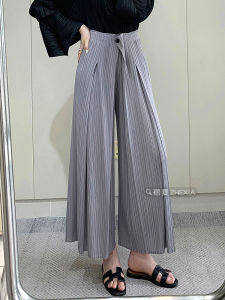 High Waist Wide Leg Casual Pants Womens Summer New Loose Fit Pleated Flared Pants Drapey Long Trousers Casual Trousers