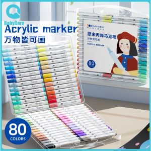 Babycare丨80/60/48 Colour Acrylic Paint Marker Pen Waterproof Markerpen Kids Drawing Permanent Art Marker Maker Pen丙烯马克笔